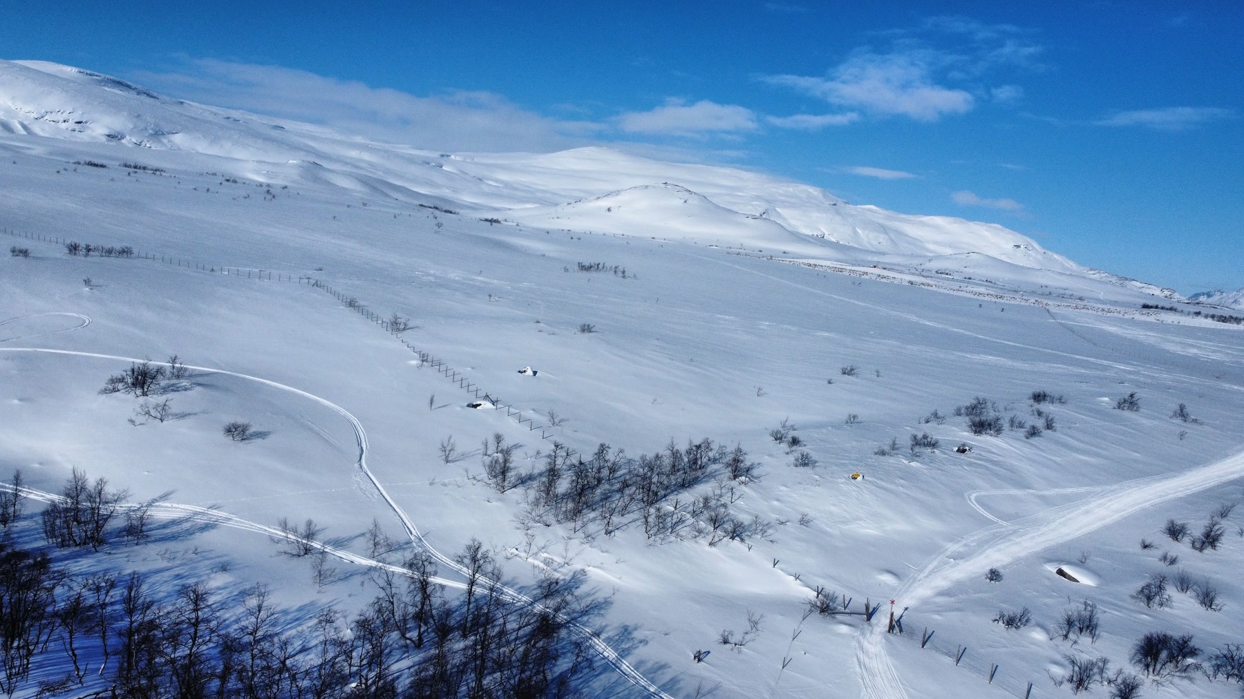 Gran extensión de nieve ondulada bajo un cielo azul